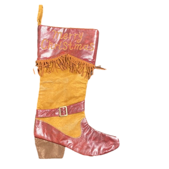 Other - Faux Leather Cowboy Boot Christmas Stocking